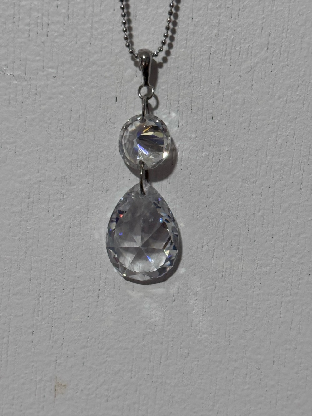 NWT Silver-Tone Clear Crystal Teardrop Pendant Necklace - Women Jewelry
